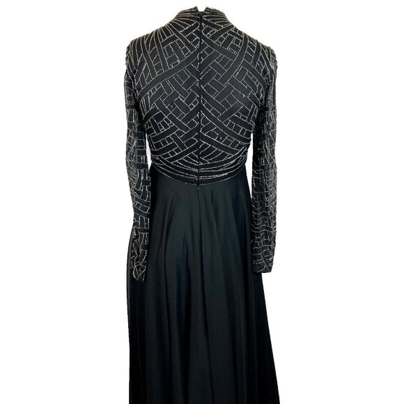 Flowing Chiffon Victora Royal Celtic Knot Empire Waist Cocktail Dress Maxi Bead - Picture 5 of 8